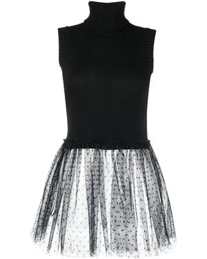RED Valentino Knitted Peplum Top - Black