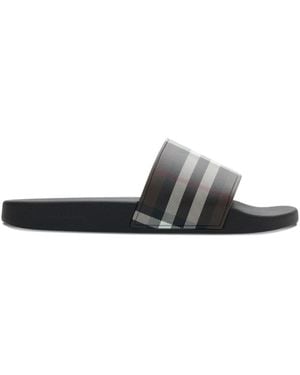 Burberry Check-Print Slides - White
