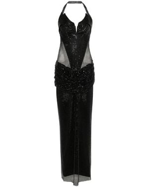MITILIANE COUTURE Crystal-Embellished Mesh Maxi Dress - Black