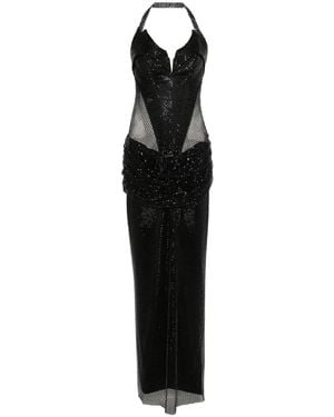 MITILIANE COUTURE Crystal-Embellished Mesh Maxi Dress - Black