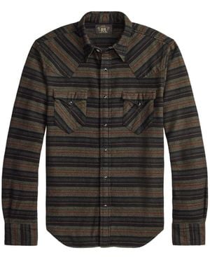 RRL Striped Long-Sleeved Shirt - Black