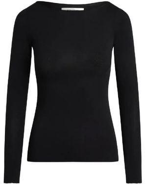 AYA MUSE Langarmoberteil mit U-Bootausschnitt - Schwarz