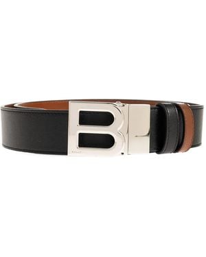 Bally B-Logo Leather Belt - White