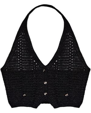 The Mannei Tya Crochet Vest - Black