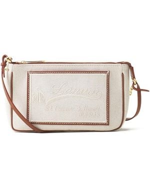 Lanvin Embroidered-Logo Crossbody Bag - Natural
