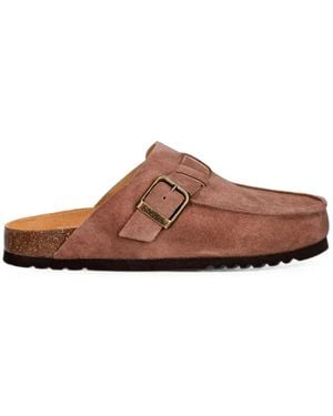 Scholl Ethan Buckle-Fastening Suede Mules - Brown