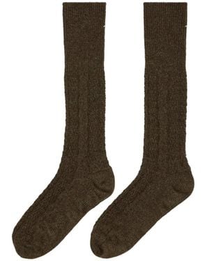 Maison Margiela Ribbed-Knit Socks - Brown