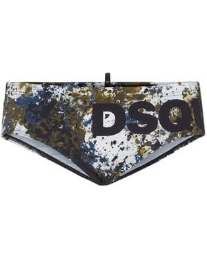 DSquared² Paint Splatter-Print Swimming Trunks - Grey