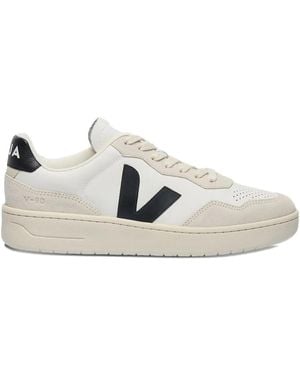 Veja V-Logo Leather Trainers - Bianco