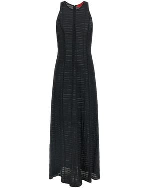 Thelatest Striped Sleeveless Maxi Dress - Black