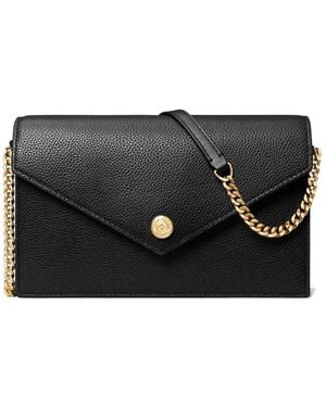 Tory Burch Grained Leather Envelope Clutch Bag - Black