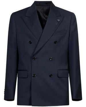 Lardini Peaked-Lapel Double-Breasted Suit - Blue