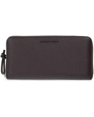 Emporio Armani Pebbled Leather Wallet - Grey