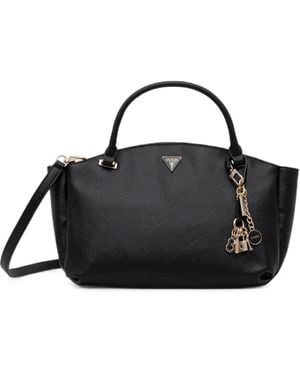 Guess Logo-Plaque Charm-Detail Tote Bag - Black