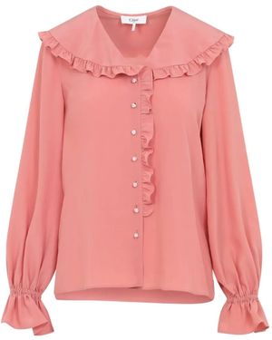Chloé Ruffled Button Silk Top - Pink