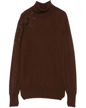 Ermanno Scervino Rollkragenpullover Mit Spitze - Braun
