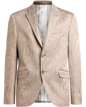 Etro Single-Breasted Jacquard Blazer - Natural