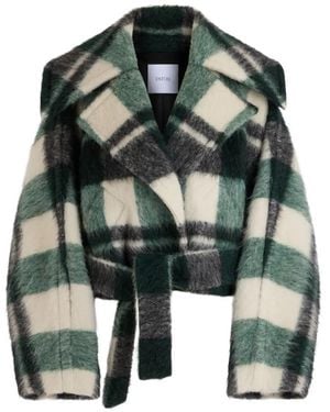 Patou Check-Pattern Belted Jacket - Green