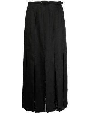 Gabriela Hearst Edith Pleated Linen Skirt - Black