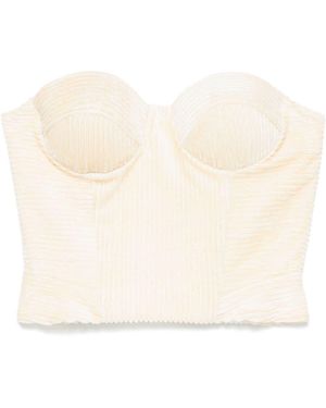 Ermanno Scervino Ribbed Velvet Bustier Top - Natural