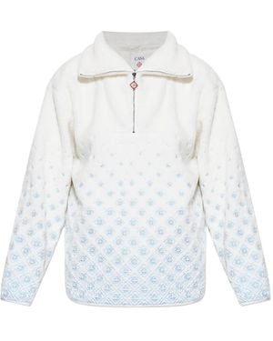 CASABLANCA Logo-Embroidered Fleece-Texture Jacket - White