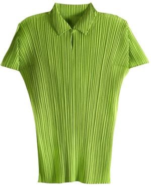Pleats Please Issey Miyake August Pleated Polo Top - Green