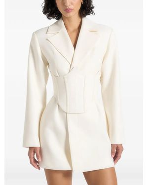 Manière De Voir Lacey Tailored Blazer Dress With Reversible Belt - White