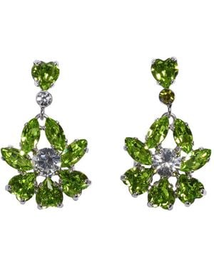 Simone Rocha Heartbloom Crystal Drop Earrings - Green