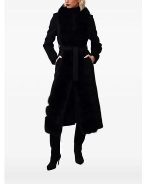 Poche Paris Single-Breasted Belted Coat - Black