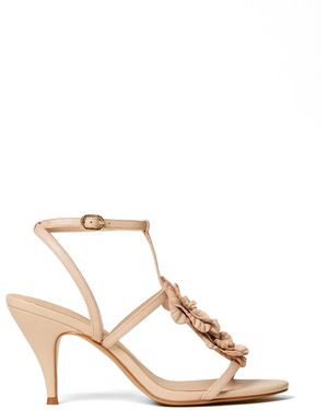 Twinset Floral-Appliqué Sandals - Natural