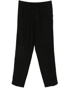 120% Lino Drawstring Trousers - Black