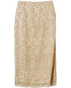 Twinset Woven Midi Skirt - Natural