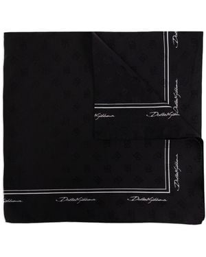 Dolce & Gabbana Logo-Print Silk Scarf - Black