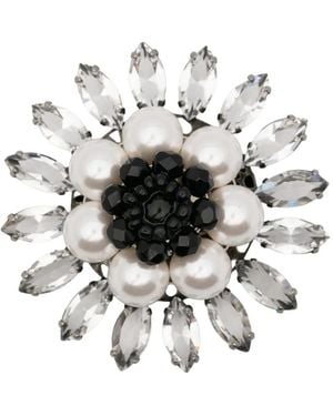 Ermanno Scervino Crystal-Embellished Faux-Pearl Brooch - White