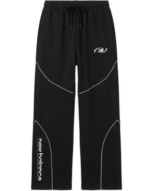 New Balance Logo-Print Trackside Track Pants - Black
