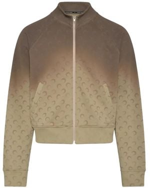 Marine Serre Moon-Print Zip-Up Jumper - Brown