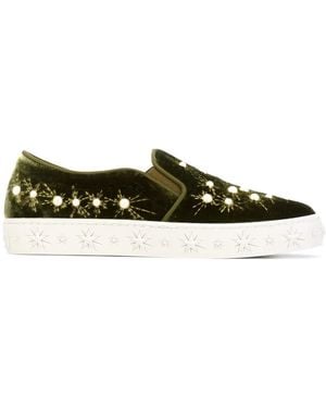 Aquazzura Cosmic Pearls Slip-on Trainer - Green