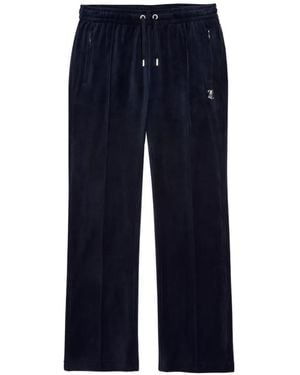Juicy Couture Taurus Diamanté-Embellished Velour Track Trousers - Blue