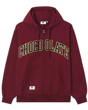 Chocoolate Logo-Print Zip-Up Hoodie - Red
