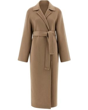 Alberta Ferretti Abrigo con doble botonadura y cinturón - Neutro