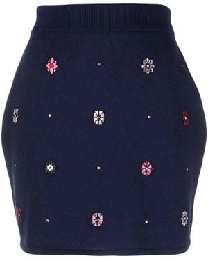 Barrie Falda Recta Con Motivo Floral - Azul