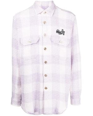COOL T.M Oversized Tweed Check Shirt - Purple