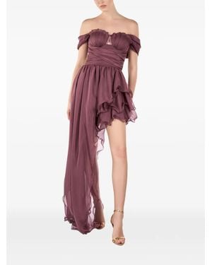 ANDREEA VENECIUC Mauve Elisee Asymmetric Ruffled Mini Dress - Purple