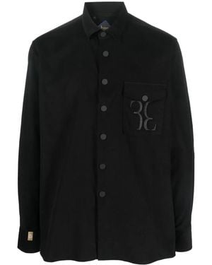 Billionaire Monogram-Embroidered Cotton-Corduroy Shirt - Black