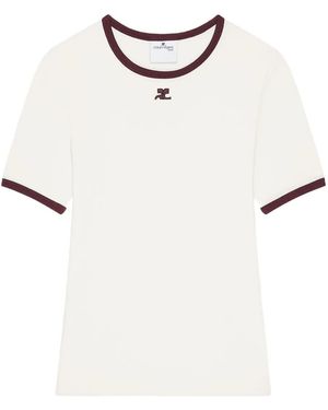 Courreges T-Shirt With Contrasting Trim - White