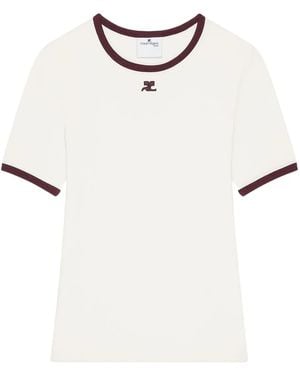 Courreges T-Shirt With Contrasting Trim - White