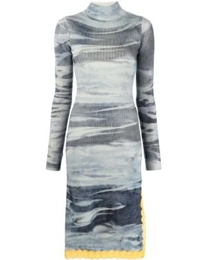 DIESEL Tie-Dye Ribbed-Knit Dress - Blue