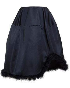 Simone Rocha Falda Corte Tipo A Con Ribete De Plumas - Azul