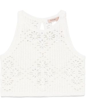 Twinset Crochet-Knit Crop Top - White