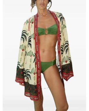 Anjuna Palm-Print Beach Cover-Up - Natural